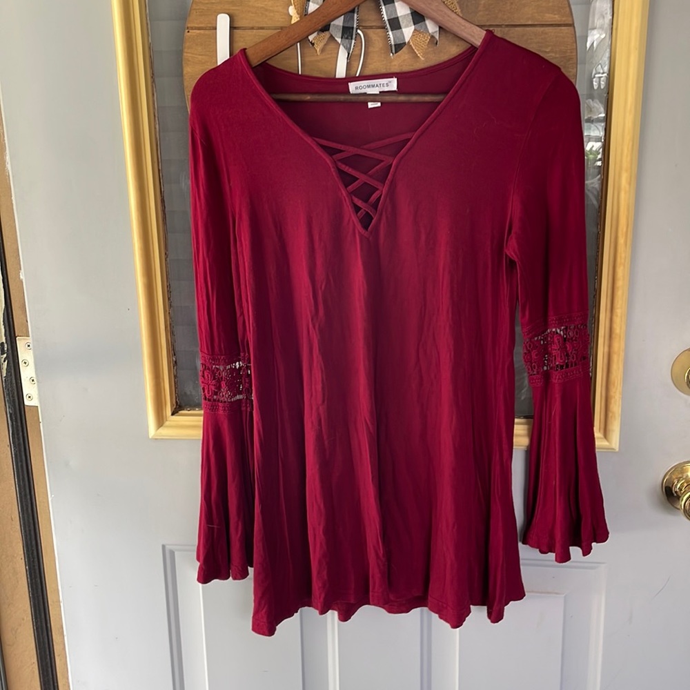 Maroon long sleeve top